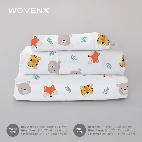 Kids Organic 100% Viscose Derived from Bamboo Sheet Set | Twin or Full Size Fitted Bed Sheets | Oeko-Tex Certified | Cute Toddler Bedding for Girls & Boys Tiger Bear Fox Full - Image 4