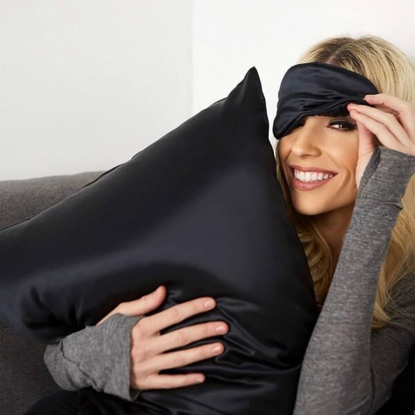 Organic Silk Pillowcase for Hair and Skin Made in USA, Black Silk Pillow Cases, 22 Momme Natural Mulberry Silk Pillowcase, Oeko-TEX Certified 100% Pure Silk, Anti Acne, 1 Pc 20"x26" (Standard, Black) - Image 2