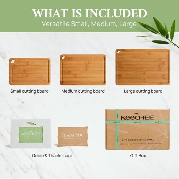 Bamboo Cutting Board, Durable Wood Cutting Boards for Kitchen with Deep Juice Grooves & Built-in Handles, Ideal Charcuterie & Chopping for Meat, Vegetables and Fruits Ideas Kitchen Gift for Home Cooks - Image 7