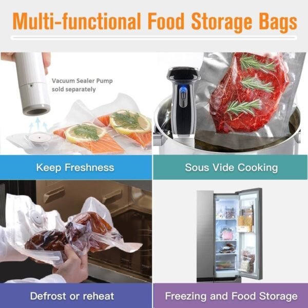 Vacuum Seal Bags for Food, Reusable Freezer Vacuum Storage Bags, Vacuum Food Saver Bags for Vacuum Sealer Hand held | Enhanced Air Valve, Easy Vacuum, Less Waste, Keep Fresh (20pcs pack) - Image 5