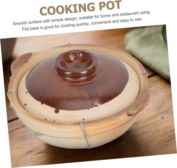 Kitchen Cookware Soup Bowls with Lids Earthen Cookware Soup Bowl with Lid Casseroles Cookware Stone Pot Korean Ceramic Hot Pot Earthenware Pot Large Chinese Medicine Pot Iron Clay, 20x17cm - Image 3