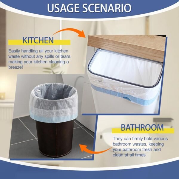 240 Count 6 Gallon Trash Bags Drawstring - Medium Garbage Bags 1.1 Mil,22.5 Liter Strong Plastic Trash Can Liners Unscented,Thick Waste Basket Bags for Home Bathroom Office Kitchen - Image 5