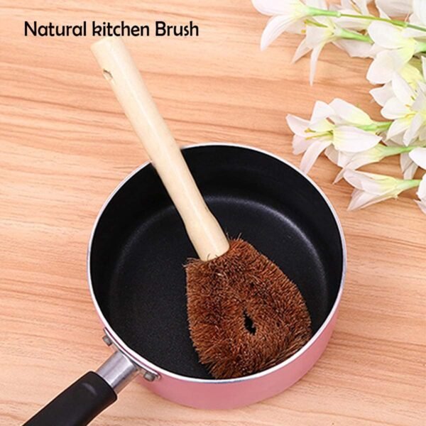 Kitchen Scrub Brush Set, Household Cleaning Brushes, Natural Cleaning Brushes for Dish/Bottle/Vegetable/Pan/Pot, Scrubber with Wooden Handle and Coconut Fibers Bristles .Pack of 2 - Image 7