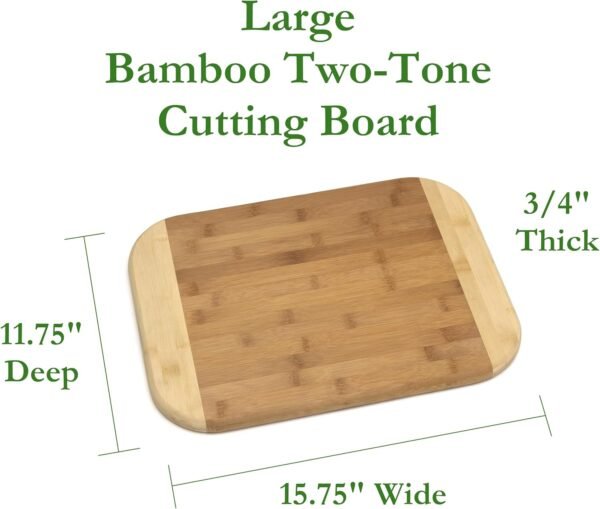 Lipper International Bamboo Wood Two-Tone Kitchen Cutting and Serving Board, Large, 15-3/4" x 11-3/4" x 3/4" - Image 2