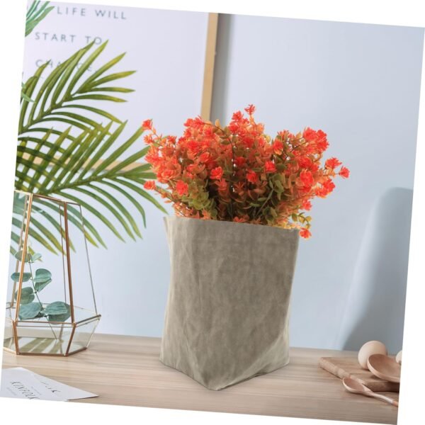 Kraft Paper Flowerpot Potato Bread Plant Paper Bag Storage Bag Large Tote Vegetable Pouch Nut Earth Reusable Food Bag Household Storage Pouch Kraft Paper Fruits Grocery Bag Grey Parliky - Image 8