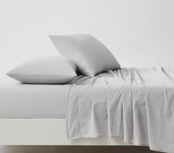 Linen Closet Luxury Cotton 144 Thread Count Organic Cotton 4-Piece Sheet Set, Queen, Light Grey - Image 3
