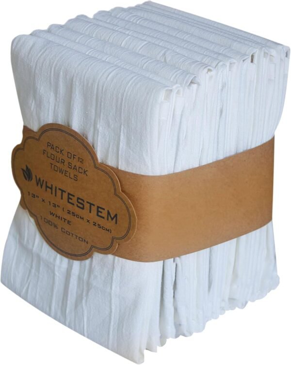 Dish Cloths Cotton| Christmas DIY Cloths |Dish Towels Absorbent and Lint Free Flour Sack| Dishcloths for Kitchen Washing Dishes| Fast Drying Dish Rags| 12 Pack 13"x13" White