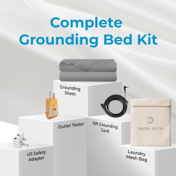 Earth and Moon Grounding Sheets Queen Size 60x80x15, Soft & Comfortable Fitted Bed Sheet for Restful Sleep, Reduce Pain, Fatigue, Stress, Madew/Organic Cotton & Pure Silver Fiber, Fits Deep Mattress - Image 9