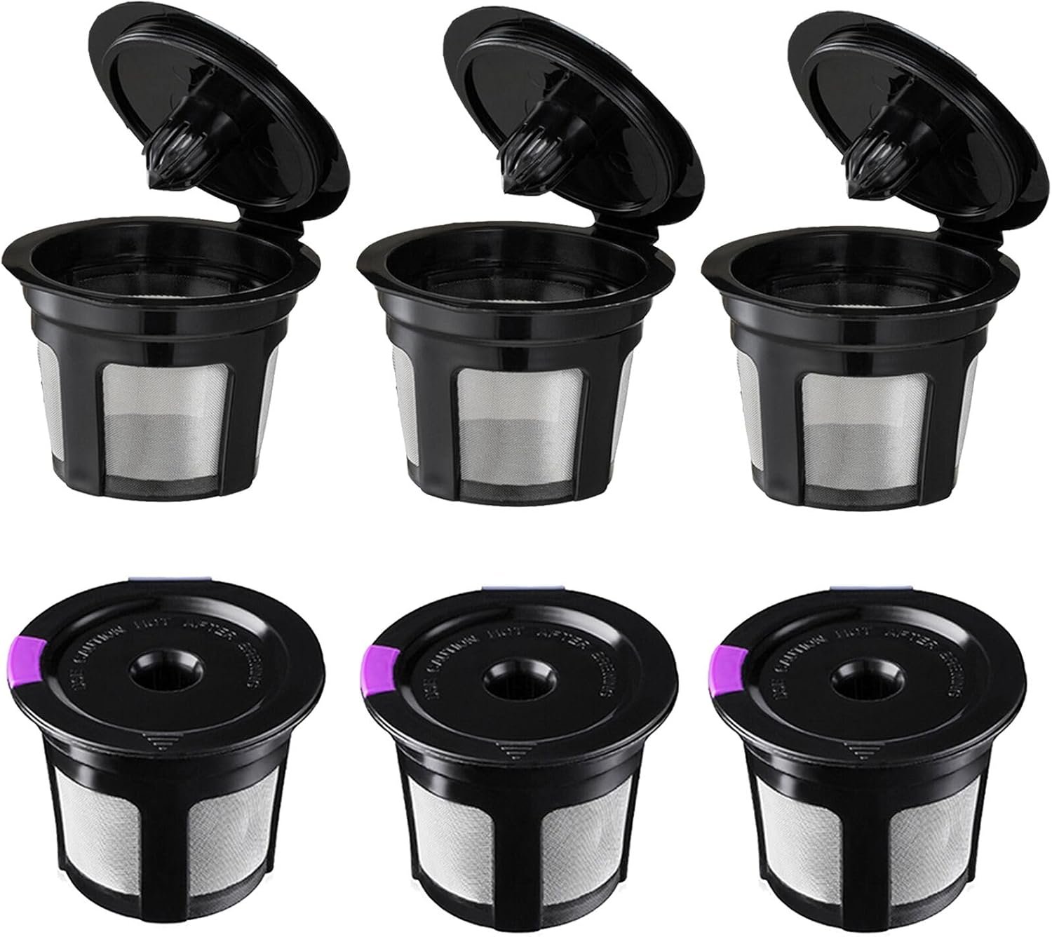 6 Pack Reusable K Cups, Universal Fit Reusable Coffee Filters with Food Grade Stainless Steel Mesh Eco-Friendly Coffee Pods, for 1.0 and 2.0 Brewers