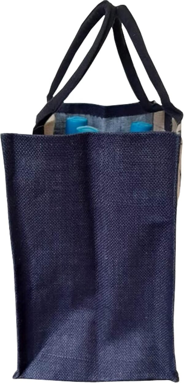 KVR natural Jute burlap wine beer carrier bottle sturdy bag with option to use as lunch bag (6 bottle bag, Heart Print) - Image 4