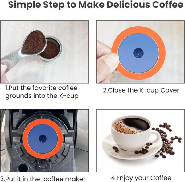 Stainless Steel Reusable K Cups for Keuring 2.0& 1.0, Reusable Coffee Pods for Keuring Coffee Maker,2 Pack Reusable K Cups with 1 Pack Coffee Scoop, Permanent K Cup Filters （2Pack) - Image 5