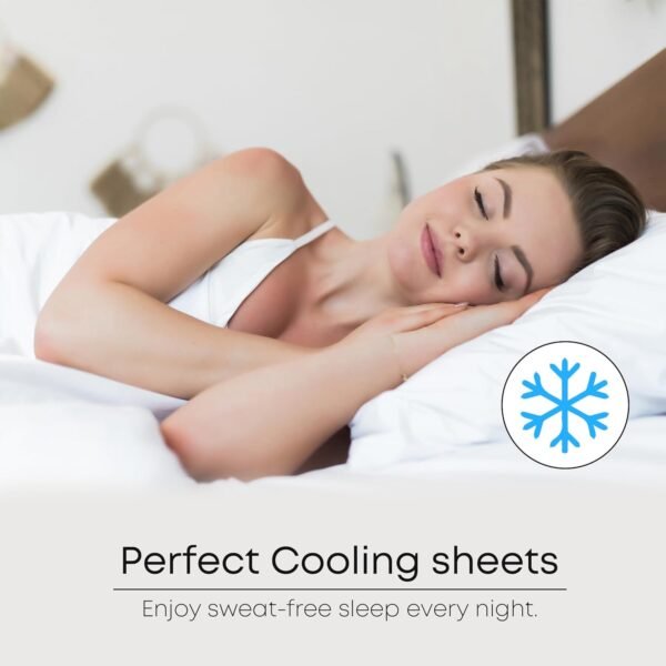 Linenwalas Premium 100% Viscose Derived from Bamboo Queen Sheet Set - Ultra Soft, Breathable & Cooling, Ideal for Hot Sleepers, 16" Deep Pocket, Hotel Luxury Bedding (White) - Image 7
