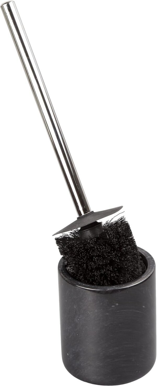 Creative Home Natural Black Marble Toilet Ball Brush and Holder Set with Silicone Cover Compact Storage Scrubbing Brush for Bathroom Cleaning, 4.3" Diam. x 14.5" H, Black - Image 3