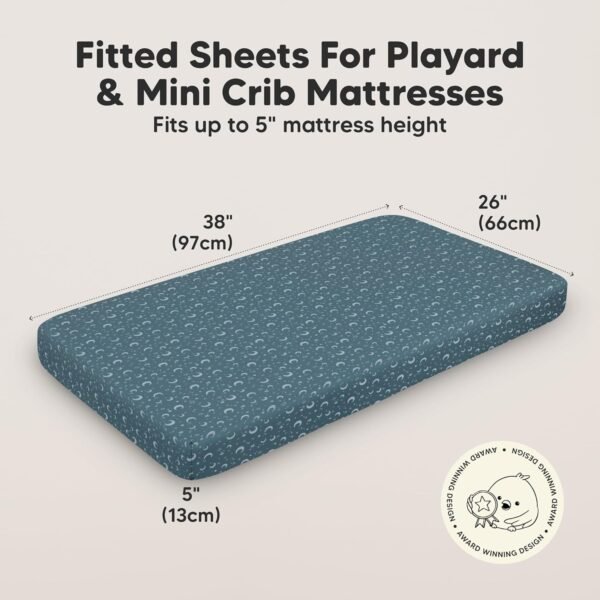 2-Pack Mini Crib Sheets Fitted, Pack and Play Sheets - Organic Cotton Pack N Play Sheets for Pack and Play Mattress, Playard Baby Crib Sheets, Jersey Crib Sheets Neutral for Boys, Girls (Dragon Tale) - Image 3