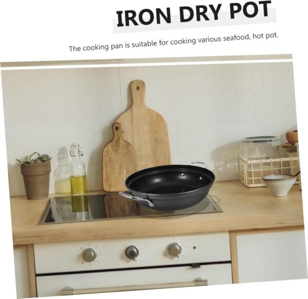 Large Capacity Shallow Soup Hot Pot Burner Frying Pans Frypan Casserole Cooking Pans Wok Pan Nonstick Stove Top Griddle Deep Fryer Thermometer Shallow Cookware Griddle Pans Iron - Image 8