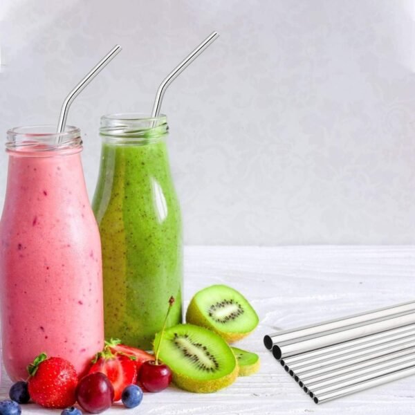 Hypermotion Stainless Steel Straw, Food Grade Reusable Metal Drinking Straw Set with 2 Cleaning Brushes and Carry Pouch for Smoothie, Milkshake, Cocktail and Hot Drinks - Image 5