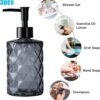 WCHOSOZH 3Pcs 11Oz Soap Dispenser with Plastic Pump, Diamond Design Kitchen Bathroom Soap Dispenser, Refillable Liquid Glass Soap Dispenser for Hand Soap, Soap, Lotion (Black) - Image 4