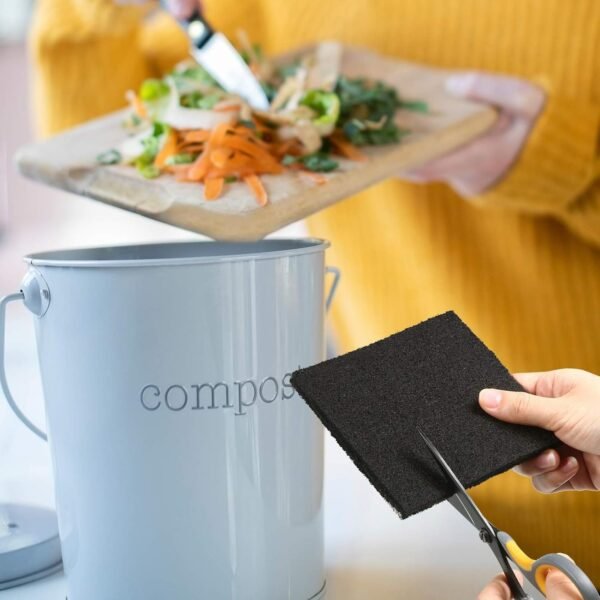 16 Pieces Compost Bin Filters Kitchen Compost Charcoal Filters Refills Replacement Filters for Kitchen Compost Bucket Pail Countertop Bins Filter, Square - Image 7