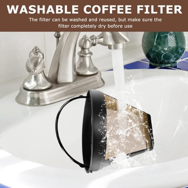 KEEPOW Reusable Coffee Filter Replacement 14 cup Compatible with Cuisinart DCC-3200 DCC-1200 Coffee Maker, Gold Tone Coffee Filter Basket 10 12 14 Cup - Image 5