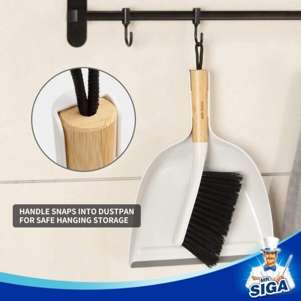 MR.SIGA Dustpan and Brush Set, Portable Cleaning Brush and Dustpan Combo with Bamboo Handle, 1 Set - Image 6