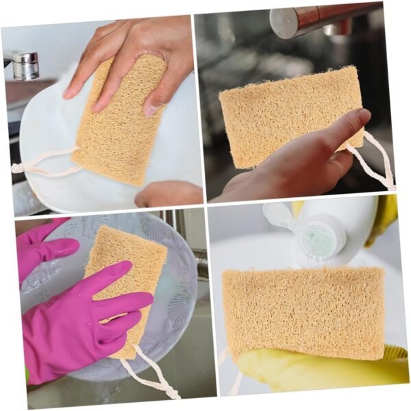 SECFOU 2pcs Natural Loofah Sponge for Dishes Dish Cleaning Loofah Brush Kitchenware Scrubber Dishwashing Sponge - Image 2