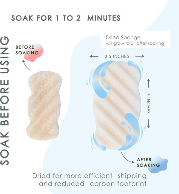 Konjac Body Sponge (2 Pack) | 100% Natural & Dye Free | Non-Toxic | Biodegradable | Eco-Friendly | Plastic Free Packaging - Image 2
