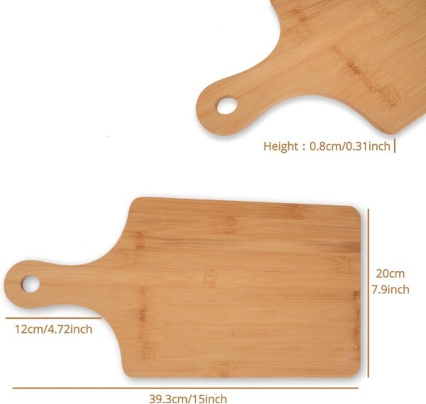 Bamboo Cutting Board Set of 3, cutting board with handle, Bamboo Board for Kitchen, Bread Cheese Serving Board Charcuterie Boards 15.8"x7.9" (3, 4020) - Image 2