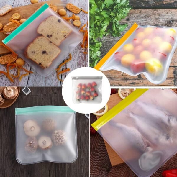 24Pcs Reusable Freezer Bags Food Storage Bags WLRGOOD Flat Silicone Bags Leakproof BPA Free Freezer Gallon/Lunch/Sandwich/Snack Reusable Storage Bags for Meat Fruit Veggies Travel Home Storagation - Image 7