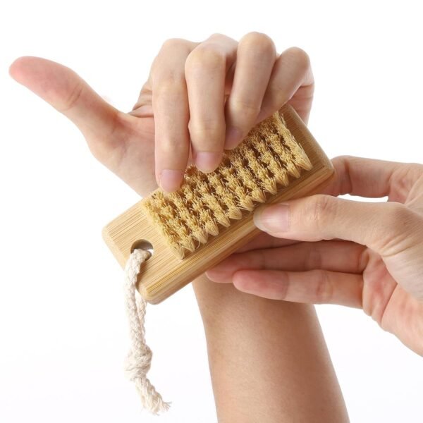 Nail Cleaning Brushes for Fingernails 2-Sided Non-Slip Brush with Hanging Rope Wooden Nail Brushes 4 Pack - Image 3
