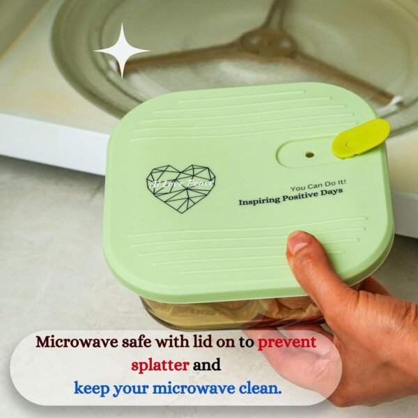 AI LOVE PEACE Microwave Safe Container, Glass Meal Prep Containers Reusable, Glass Food Storage Containers With Lids, Glass Lunch Containers For Adults, Microwave Lunch Box for Dishes & Leftover. - Image 3
