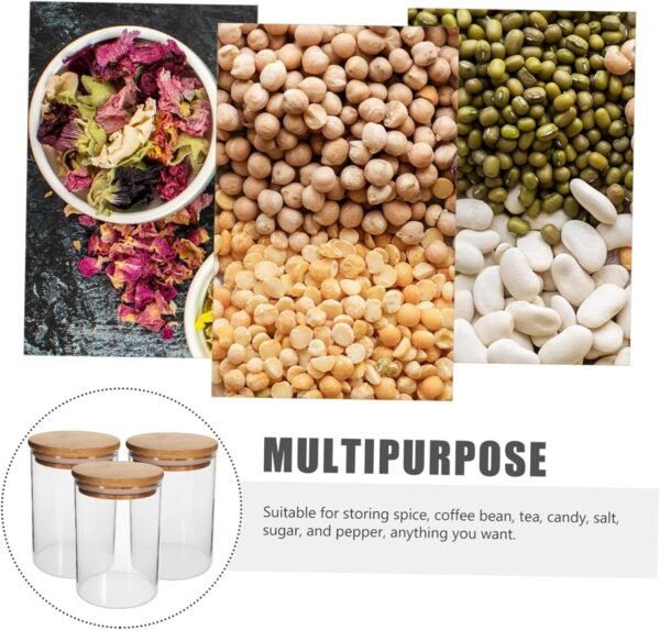 3pcs Airtight Reusable Coffee Beans Espresso Coffee Jar Food Storage Containers Jam Jars Machine Pouches Garbage Can Caramel Café En Grain Hatch Coffee Clean Storage Basket Wooden - Image 2