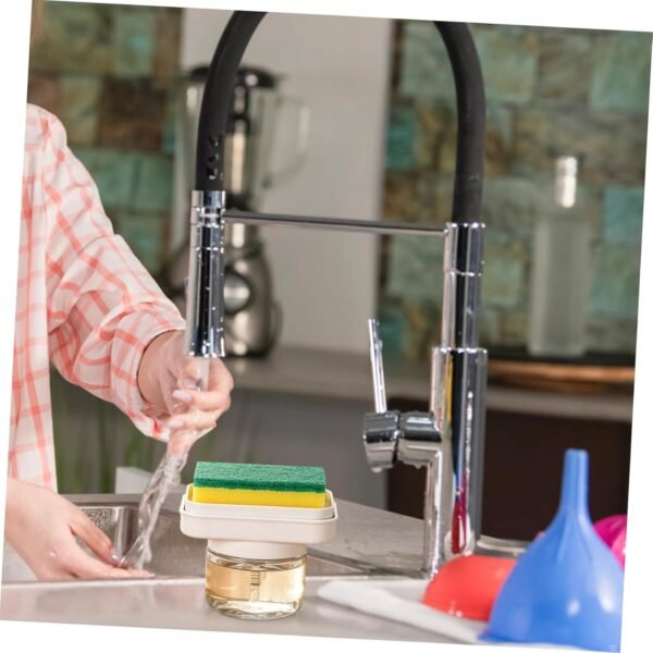 Presser Liquid Dish Soap Dispenser Sink Soap Dispenser Dishwash Sink Strainer Human Faucet Two Automatic Soap Dispenser Double Dispensers Sponge Rinse Drainer Soda Glass - Image 5