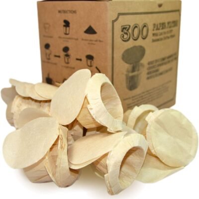 canFly Unbleached Paper Filter with Lid compatible with Keurig k-cup single cup coffer filters compatible with Keurig, Ekobrew, EZ-Cup and other Reusable Coffee Filters (Unbleached 300)