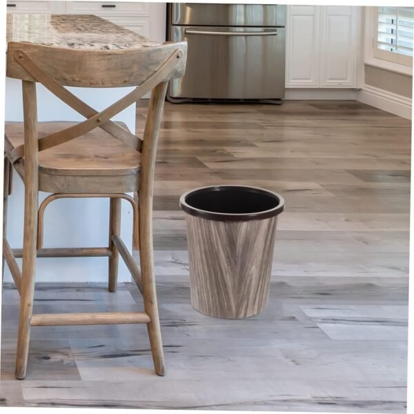 Cabilock Imitation Wood Grain Trash Can Office Garbage Bin White Trash Can Compost Modern Trash Basket Wicker Trash Can Washroom Trash Cans Bathroom Bin Sink Wastebasket Novelty PVC Plastic - Image 2