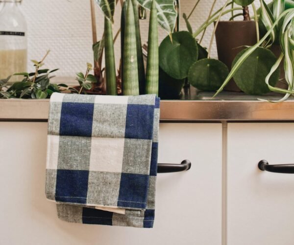 Buffalo Plaid Kitchen Towels Set of 3 - Blue Gingham Kitchen Towels, Hanukkah Towels Kitchen, Cotton Dish Towels - Navy Blue Cotton Kitchen Towels - Farmhouse Kitchen Towels (18x28) - Image 8