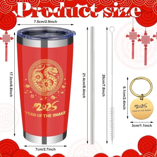Yoiemivy Chinese New Year Gifts 2025, 20 oz Stainless Steel Insulated Tumbler with Lid and Straw Year of the Snake Gifts for Women Men Mom Father Colleague, Gifts for Lunar New Year - Image 2