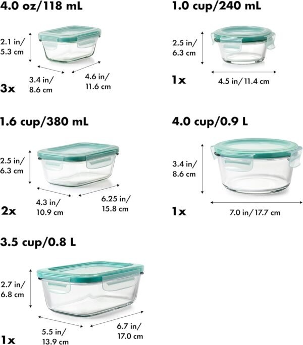 OXO Good Grips 16 Piece Glass Smart Seal Airtight Everyday Container Set - Image 2
