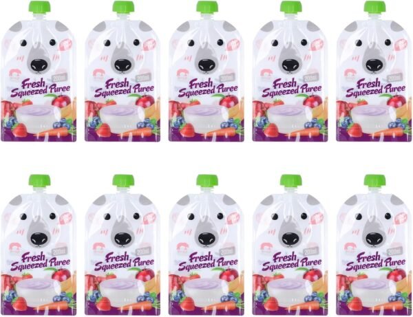 Reusable Food Pouch Portable Squeeze Baby Food Storage Bag 10 Pcs 200ml Refillable for Fruit Puree Reusable Food Pouch Baby Food Storage Bag Squeeze Baby Food Refillable Storage - Image 6