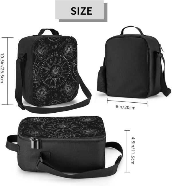 Insulated Lunch Bags for Women Supernatural Symbols Black Reusable Lunch Boxes Waterproof Shoulder Bag Lunch Cooler Bag for Work - Image 2