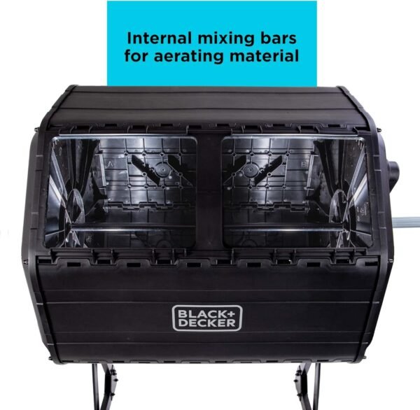 BLACK+DECKER Compost Tumbler, Dual Chamber Composter, 40 Gallon, Easy Handle System for Composting - Image 4