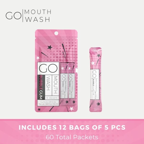 Packets Bubblegum Flavor - Adult and Kids Mouthwash with Fluoride Free Formula, Alcohol Free, Dye-Free Formula That Contains Xylitol - Perfect Bulk Mouthwash for Lunch Boxes and Travel - Image 2