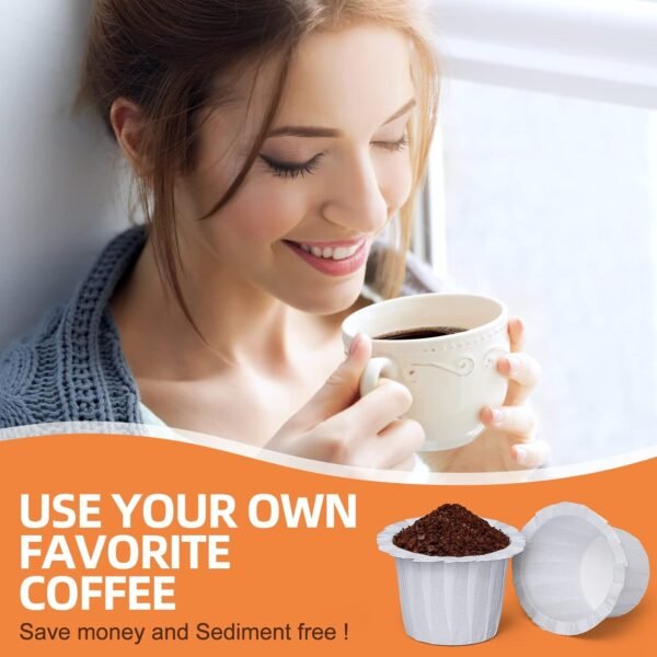 300 Count Fanativita K Cup Coffee Filters Disposable for Keurig Single Cup, Compatible with All Reusable K Cups (White) - Image 6
