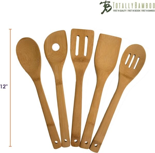 Totally Bamboo 5-Piece Cooking Utensil Set, Solid Bamboo cooking tools, each 12" Long - Image 4