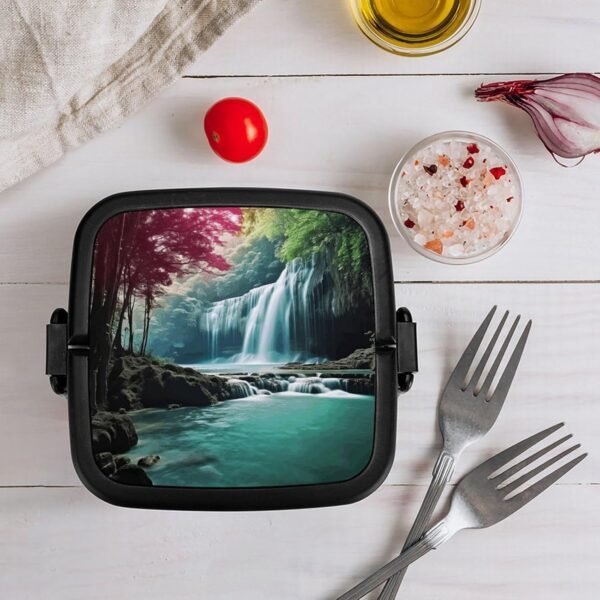 Bento Box with Compartments Waterfall Natural Landscape Print Stackable Bento Lunch Box Food Container for to Work, Sports, Camping And Travel, style - Image 8