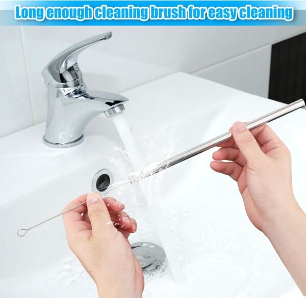 4pcs Metal Water Bottle Straws, Stainless Steel Straws Replacement Reusable Tumbler Straws with 2 Straw Cleaners Brushes Bottle Accessories Parts for Owala 40oz - Image 5