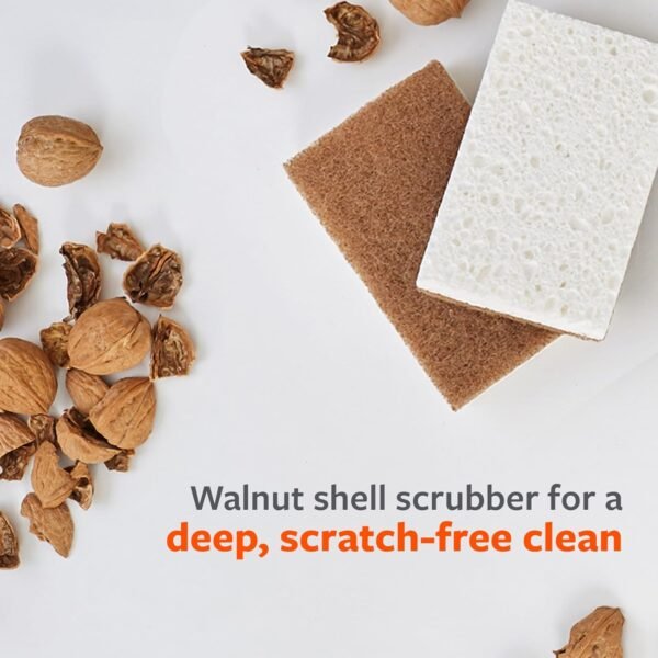 Full Circle In A Nutshell Walnut Scrubber Sponges – Pack of 2 Non-Scratch Natural Kitchen Scrubbies for Dishes and Household Cleaning - Image 5