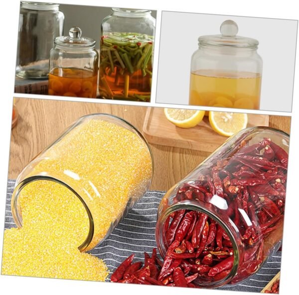 Zerodeko 2sets Glass Jar Jars Sugar Food Storage Containers with Lids Biscuit Canisters Airtight Coffee Container Measuring Cups Bottle Airtight Container Pickle Flip Jar Condiment 2pcs*2 - Image 7
