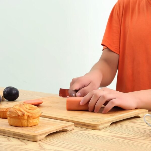 Wood cutting board set, Extra big cutting boards for kitchen, 3-piece wood cutting board set, bamboo cutting boards with juice grooves - Image 4