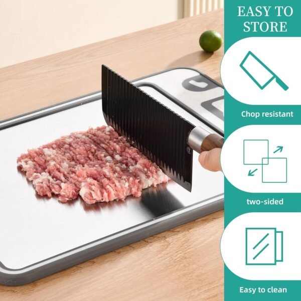Steel Cutting Boards for Kitchen Stainless Steel Chopping Board Wheat Straw Cutting Board Built-in Grinder and Sharpener Cutting Board Double Sided Neat and Durable - Image 2