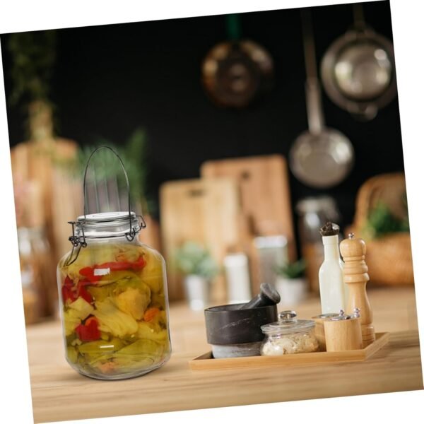 MAGICLULU Glass Storage Jar Storage Grain Jar Clear Storage Container Pickle Holder Storage Jar with Handle Cereal Containers Kitchen Food Storage Container Kimchi Container Jars Iron - Image 6